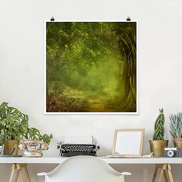 Poster Natur & Landschaft - Quadrat Waldspaziergang günstig online kaufen