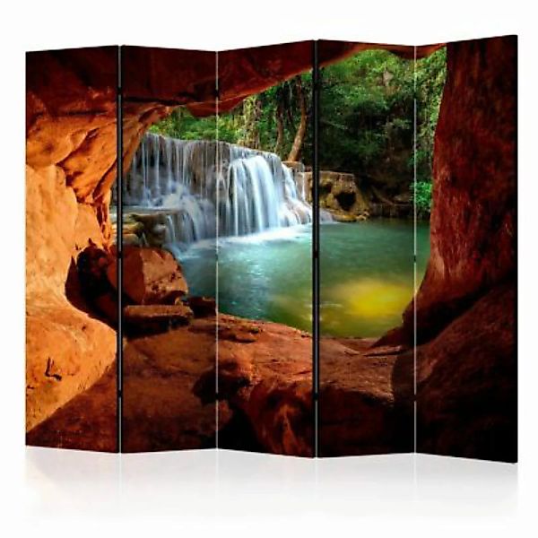 artgeist Paravent Cave: Forest Waterfall II [Room Dividers] mehrfarbig Gr. günstig online kaufen