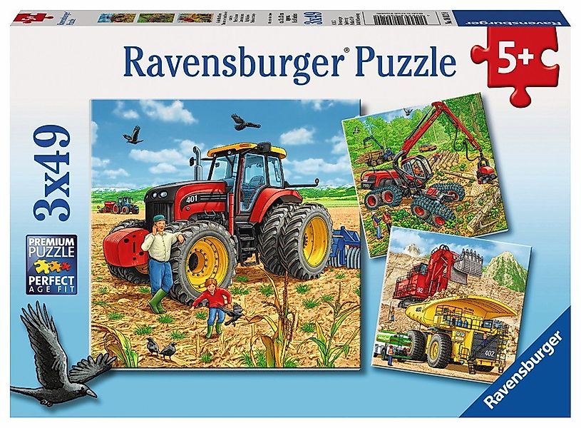 Ravensburger Puzzle 3 x 49 Teile Ravensburger Kinder Puzzle Große Maschinen günstig online kaufen