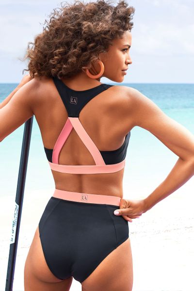 LASCANA ACTIVE Highwaist-Bikini-Hose Janni mit kontrastfarbigen günstig online kaufen