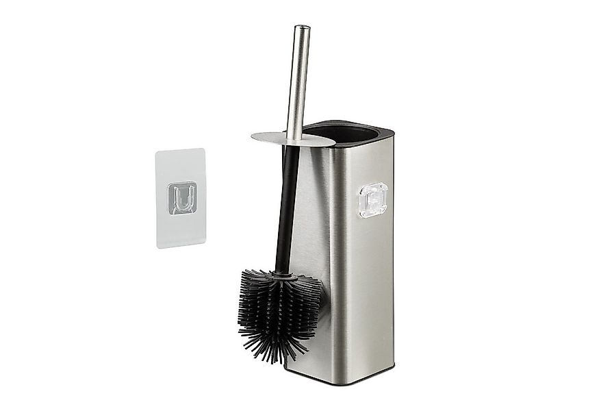 relaxdays WC-Garnitur Toilettenbürste zur Wandmontage, silber günstig online kaufen