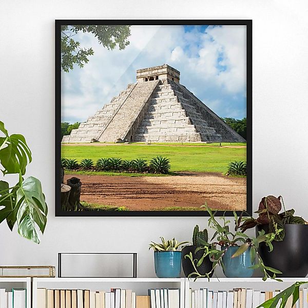 Bild mit Rahmen - Quadrat El Castillo Pyramide günstig online kaufen