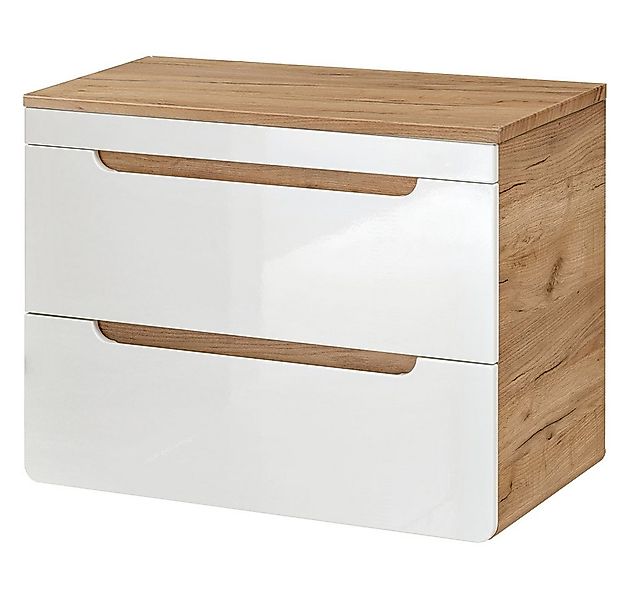 Lomadox Waschbeckenschrank LUTON-56 weiß mit Wotan Eiche Nb. 81/61,5/46 cm günstig online kaufen