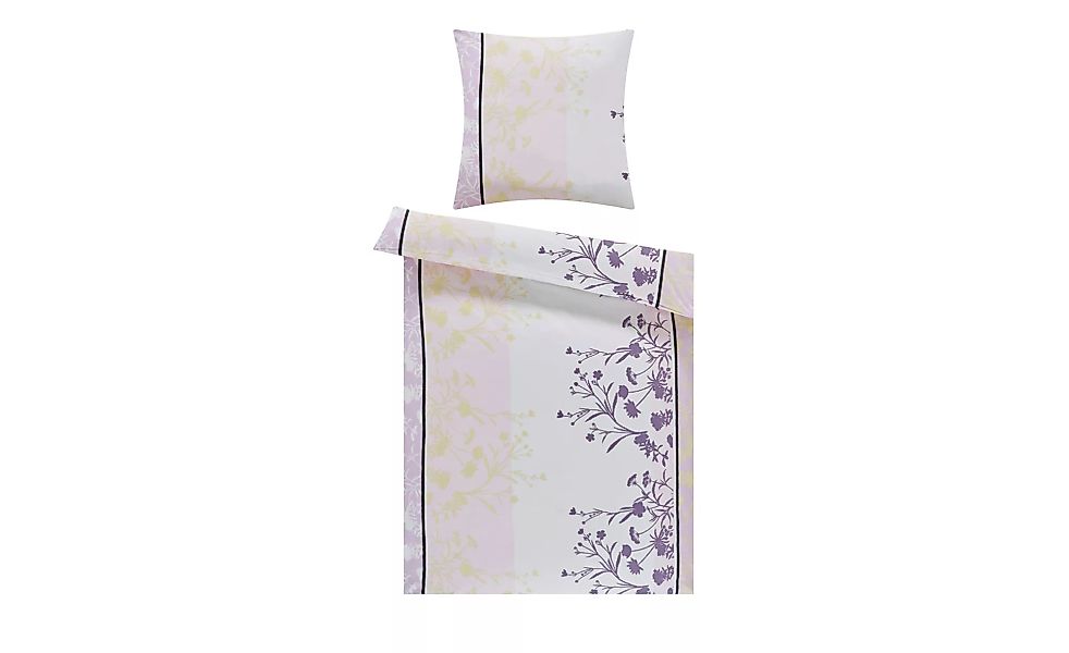 Satin Bettwäsche  asia flower - lila/violett - 100% Baumwolle - 135 cm - Sc günstig online kaufen