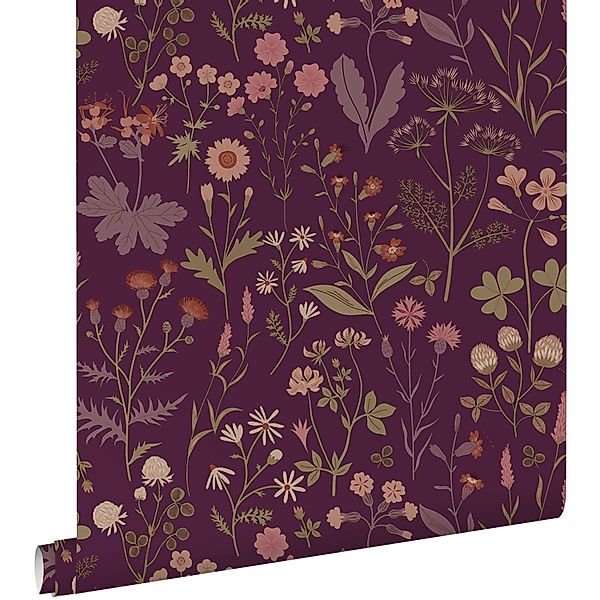ESTAhome Tapete Feldblumen Aubergineviolett 50 x 900 cm günstig online kaufen
