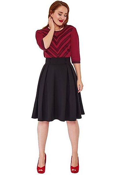 Voodoo Vixen A-Linien-Rock Black Pleated Flare Skirt Vintage Retro Rock günstig online kaufen