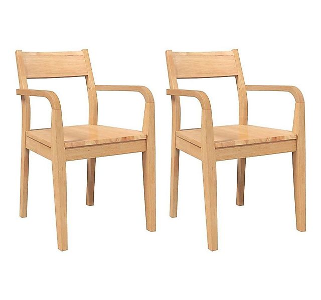 vidaXL Esszimmerstuhl Esszimmerstühle 2 Stk. Natur Massivholz Gummibaum (1 günstig online kaufen