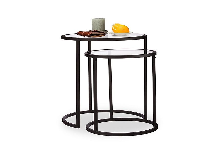 relaxdays Satztisch Beistelltische 2er Set Glas günstig online kaufen