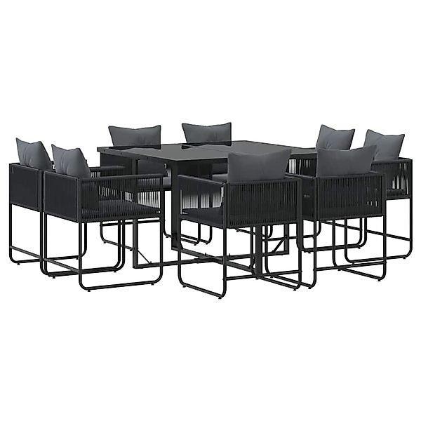 vidaXL Garten Essgruppe 9-Tlg Schwarz Stahl 3335883 günstig online kaufen