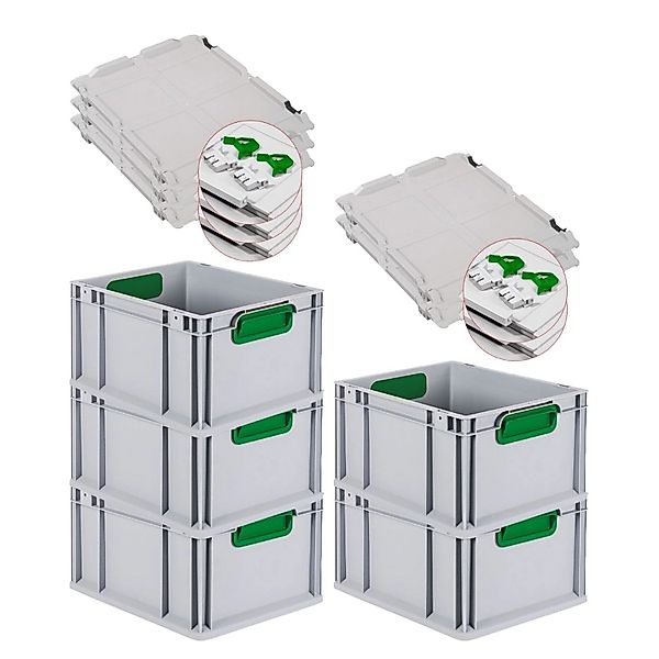 PROREGAL Spar Set 5x Eurobox Nextgen Color Mit Scharnierdeckel & Schiebesch günstig online kaufen