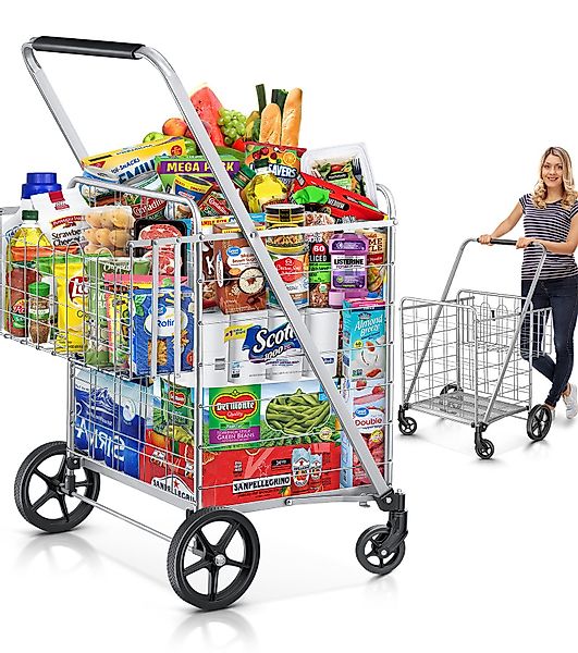 POPOLIC Einkaufstrolley Einkaufswagen, 201 kg, Upgrade-Einkaufswagen günstig online kaufen