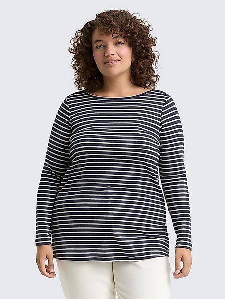 TOM TAILOR PLUS Langarmshirt T-Shirt Plus Size - Langarmshirt mit Streifenm günstig online kaufen
