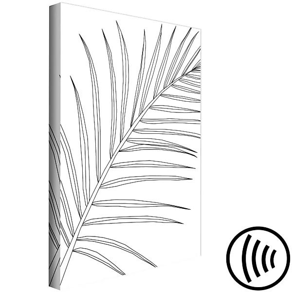 Wandbild Schwarze Umrisse des Palmblattes - weiße Abstraktion mit Pflanzenm günstig online kaufen