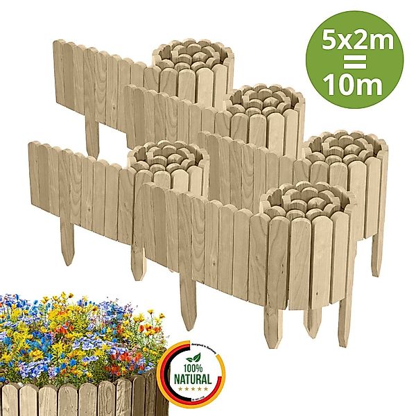 Floranica Palisade Beeteinfassung Beetumrandung Flexibler Holzzaun günstig online kaufen