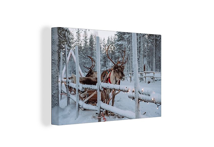 OneMillionCanvasses® Leinwandbild Ein Rentier im Dorf des Weihnachtsmanns i günstig online kaufen