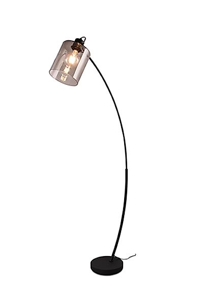 Stehleuchte 1xE27 ca. 160 cm hoch Metall Schwarz Matt / Glas Smoke günstig online kaufen