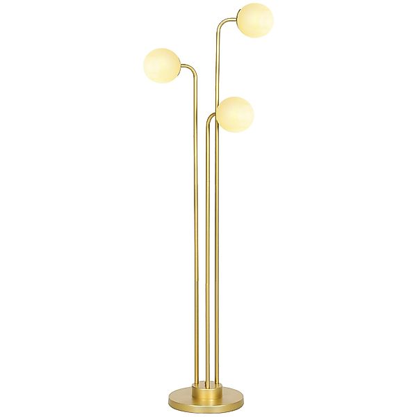 HOMCOM Stehlampe mit Fußschalter Metall Glas Gold 55L x 28B x 165H cm günstig online kaufen