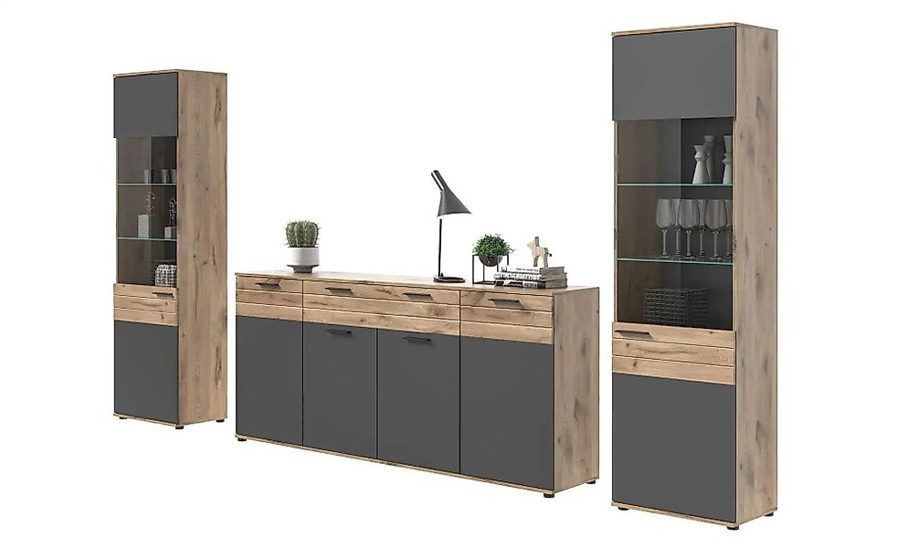 Wohnkombination  Monsano ¦ grau ¦ Maße (cm): B: 344 H: 200 T: 40.0 Kommoden günstig online kaufen