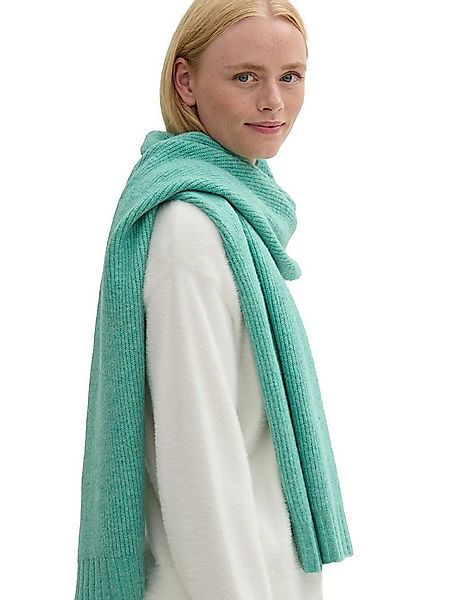 TOM TAILOR Denim Strickschal, (1-St), unifarben mit Aufnäher günstig online kaufen