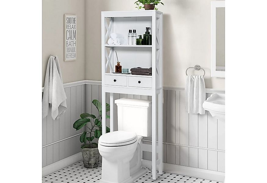 COSTWAY Badregal, 3-stöckiges Toilettenregal mit Regalen & 2 Schubladen günstig online kaufen