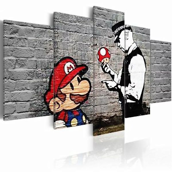 artgeist Wandbild Super Mario Mushroom Cop (Banksy) mehrfarbig Gr. 200 x 10 günstig online kaufen