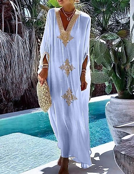 RWEUOQ Strandkleid Boho Maxikleid Damen Kaftan-Kleid, günstig online kaufen