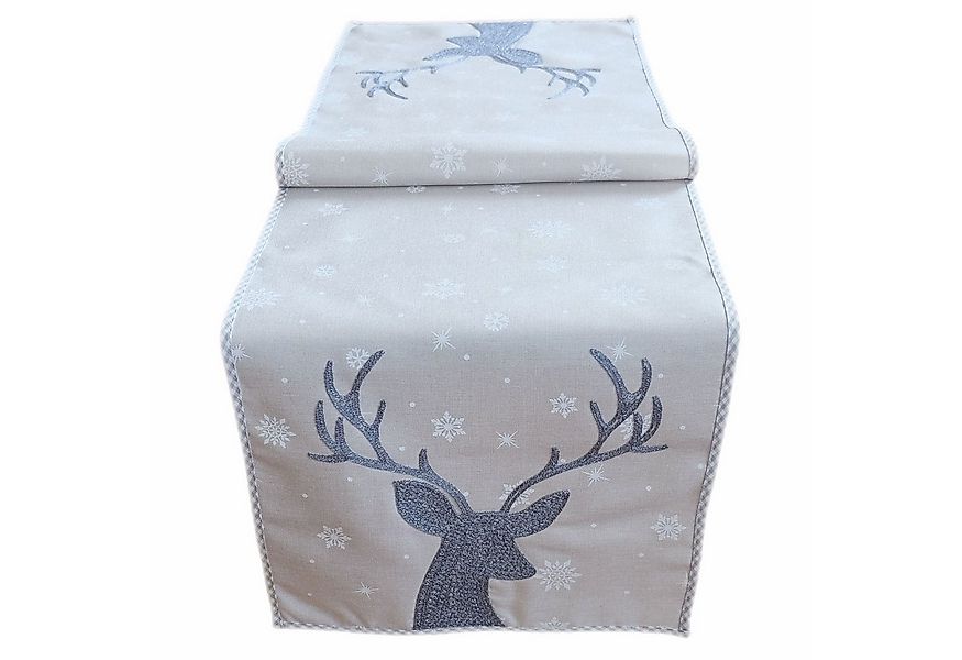 texpot Tischdecke Tischläufer Stickerei Hirsch Winter Weihnachten Dekoratio günstig online kaufen