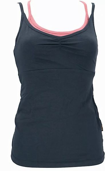 Guru-Shop T-Shirt Yoga-Top mit Bra aus Bio-Baumwolle OM - schwarz Festival, günstig online kaufen