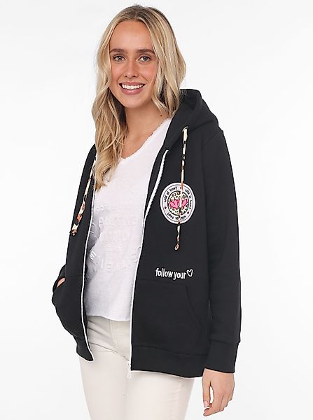 Zwillingsherz Kapuzensweatjacke Leo-Details, Langarm, Reißverschluss, Baumw günstig online kaufen