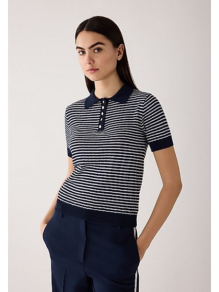 MORE&MORE Strickpullover schmaler Ringel-Kurzarmpullover günstig online kaufen