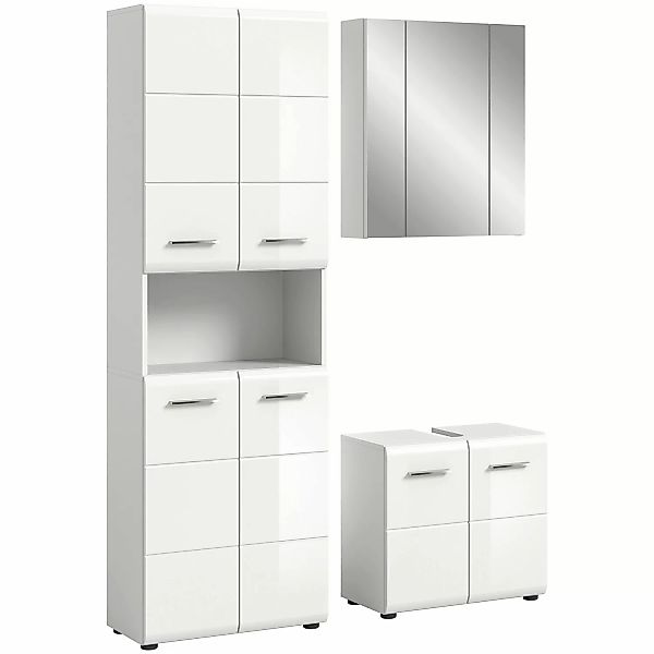 Badkombination m. Spiegelschrank Ice 135 cm x 190 cm x 32 cm Weiß-Weiß 3-tl günstig online kaufen