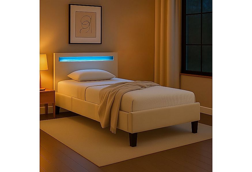 IDIMEX Polsterbett BAGO, Jugendbett mit LED Beleuchtung & Lattenrost Samtbe günstig online kaufen