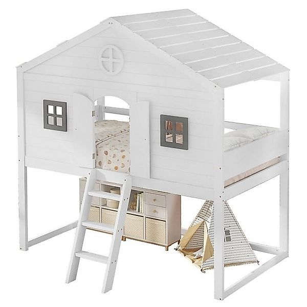 REDOM Kinderbett mit Treppe & Fallschutz, Kinder Hausbett mit 2 Fenstern, 9 günstig online kaufen