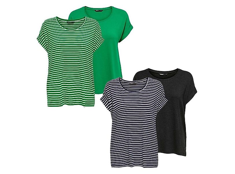 ONLY T-Shirt Damen Top MOSTER Regular Fit (4-tlg) Basic Kurzarm Tee Shirt m günstig online kaufen