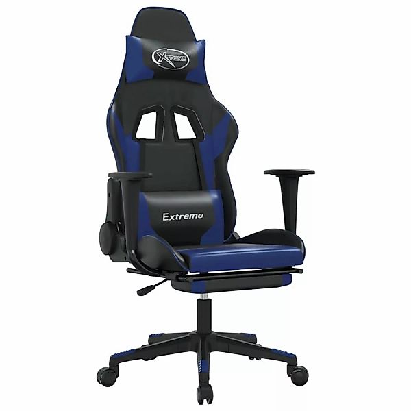 vidaXL Gaming-Stuhl mit Massage & Fußstütze Schwarz & Blau Kunstleder Model günstig online kaufen