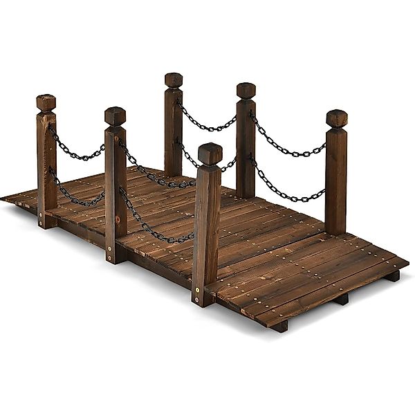Costway Holzbrücke mit Geländer Belastbar Bis 120kg 150x67x55 cm günstig online kaufen