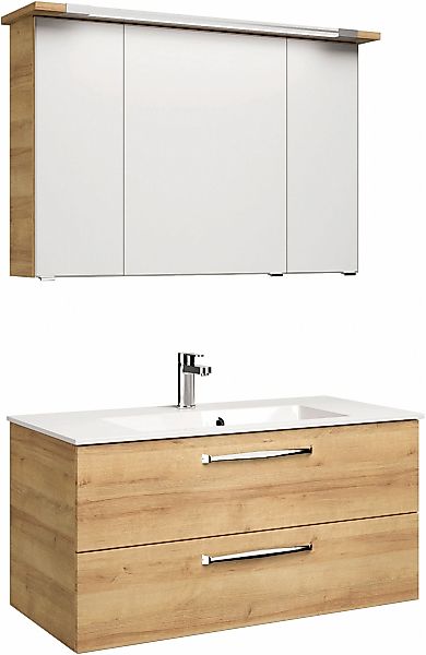 Saphir Badmöbel-Set "Trentino 2-tlg Mineralmarmor-Waschtisch, Spiegelschran günstig online kaufen