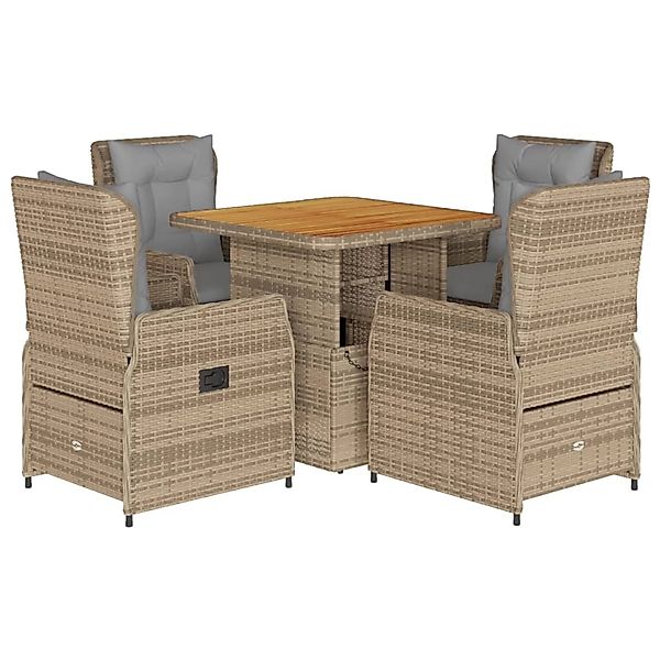 vidaXL 5-Tlg Garten-Essgruppe mit Kissen Beige Poly Rattan 3262772 günstig online kaufen