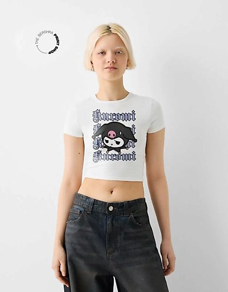 Bershka T-Shirt Kuromi Mit Kurzen Ärmeln Damen 10-12 Grbrochenes Weiss günstig online kaufen