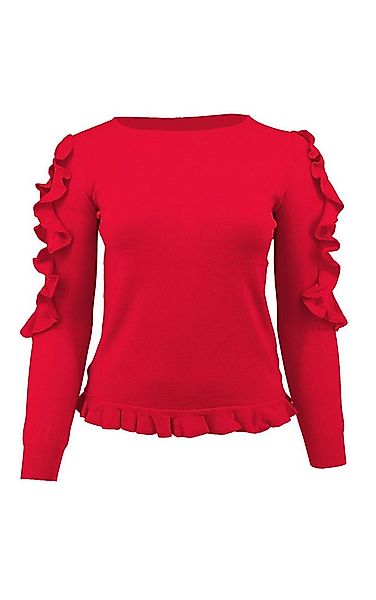 Passioni Strickpullover mit Volants und Spitzendetails günstig online kaufen