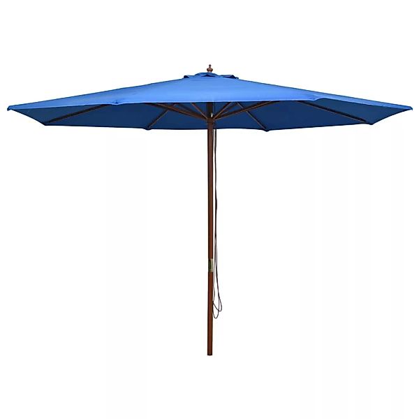 Sonnenschirm Mit Holzmast 350 Cm Blau günstig online kaufen