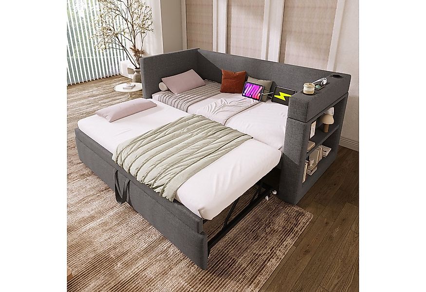 Flieks Daybett, Polsterbett 90/180x200cm mit Ausziehbett, Ladefunktion & St günstig online kaufen