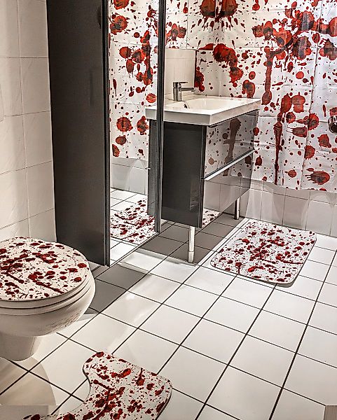 Horror-Shop Dekoobjekt Blutiges Badezimmer Deko-Set 4-teilig günstig online kaufen