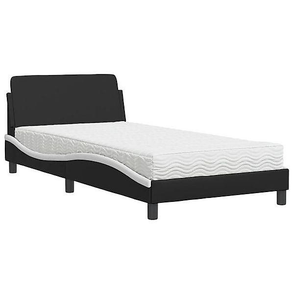 vidaXL Bett Bett mit Matratze Schwarz und Weiß 100x200 cm Kunstleder günstig online kaufen