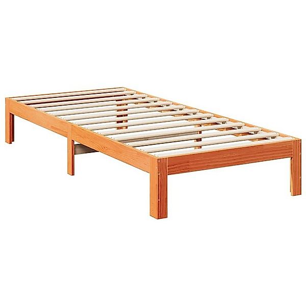 vidaXL Bett Massivholzbett ohne Matratze Wachsbraun 90x200 Kiefernholz günstig online kaufen