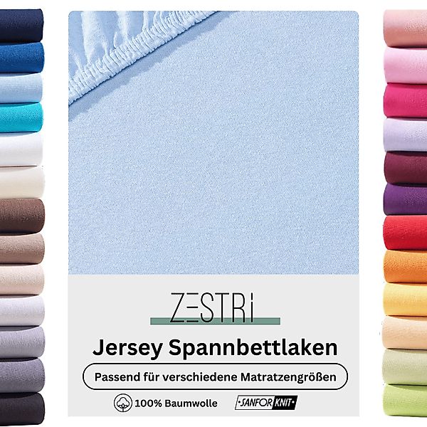 Zestri Spannbettlaken für Baby & Kinder Matratze Jersey, Bettlaken 100% Bau günstig online kaufen