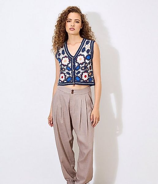 Apricot Stricktop Geblümte Häkelweste, im Boho-Look günstig online kaufen