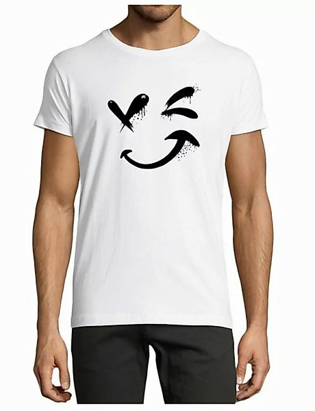 MyDesign24 T-Shirt Herren Print Shirt - Zwinkerndes Gesicht Baumwollshirt m günstig online kaufen