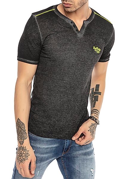 RedBridge T-Shirt mit Henley-Ausschnitt im Used-Look günstig online kaufen
