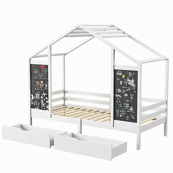 FUROKOY Kinderbett Hausbett 90x200cm,Massivholzbetten mit Rausfallschutz un günstig online kaufen